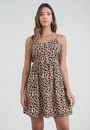 Vestido Curto De Alça Com Recortes Em Viscose Animal Print