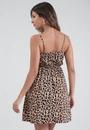 Vestido Curto De Alça Com Recortes Em Viscose Animal Print