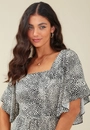 Vestido Longo Em Viscose Mangas Curtas Amplas