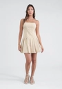 Vestido Curto Decote Reto Com Pregas
