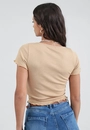 Blusa Em Ribana Manga Curta Com Busto Franzido