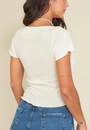 Blusa Em Ribana Manga Curta Com Busto Franzido