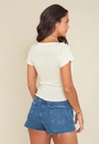 Blusa Em Ribana Manga Curta Com Busto Franzido