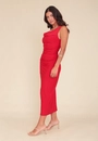 Vestido Midi Alça Gola Degagê Franzido Costas