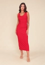 Vestido Midi Alça Gola Degagê Franzido Costas
