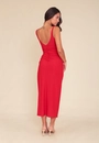Vestido Midi Alça Gola Degagê Franzido Costas