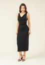 Vestido Midi Alça Gola Degagê Franzido Costas
