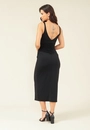 Vestido Midi Alça Gola Degagê Franzido Costas