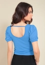 Blusa Malha Texturizada Manga Curta Decote V