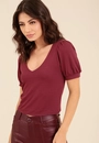 Blusa Malha Texturizada Manga Curta Decote V