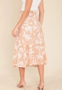 Saia Midi Em Linho Estampado Flor Bege Com Cinto