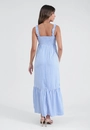 Vestido New Midi Alça Com Lastex Em Viscose Listrada