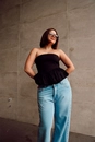 Blusa Balonê Com Decote Reto