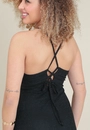 Vestido Midi Em Malha Rendada Alça Cava Americana