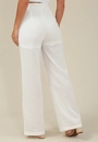 Calça Wide Leg Com Bolso Faca  Em Linho