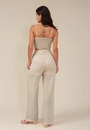 Calça Wide Leg Com Bolso Faca  Em Linho