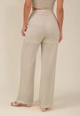 Calça Wide Leg Com Bolso Faca  Em Linho