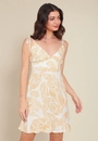 Vestido Curto Em Viscose Alça Laço Estampa Conchas