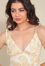 Vestido Curto Em Viscose Alça Laço Estampa Conchas
