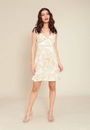 Vestido Curto Em Viscose Alça Laço Estampa Conchas