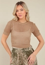 Blusa Tricô Vazado Manga Curta