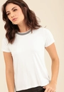 Blusa Em Malha Manga Curta Gola Retilínea