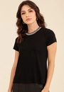Blusa Em Malha Manga Curta Gola Retilínea