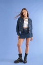 Jaqueta Jeans Com Bolso Azul Escuro