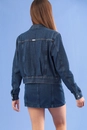 Jaqueta Jeans Com Bolso Azul Escuro
