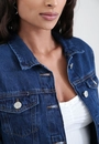 Jaqueta Jeans Com Bolso Azul Escuro