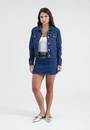 Jaqueta Jeans Com Bolso Azul Escuro