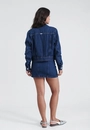 Jaqueta Jeans Com Bolso Azul Escuro