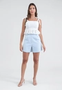 Blusa Em Laise Com Peplum Alça Laço
