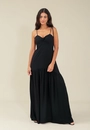 Vestido Longo Em Viscose Twill Alça Abertura Costas