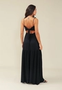 Vestido Longo Em Viscose Twill Alça Abertura Costas