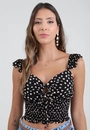 Blusa De Alça Com Busto Vazado Em Viscose Estampada Bicolor