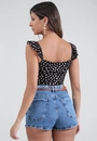 Blusa De Alça Com Busto Vazado Em Viscose Estampada Bicolor