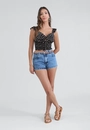Blusa De Alça Com Busto Vazado Em Viscose Estampada Bicolor