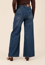 Calça Jeans Wide Leg Bolso Azul Escuro