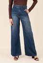 Calça Jeans Wide Leg Bolso Azul Escuro