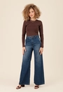 Calça Jeans Wide Leg Bolso Azul Escuro