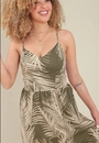 Vestido Longo Em Viscose Com Com Alça Estampa Folhagem Lurex