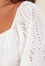 Blusa Cropped Em Laise Mangas 7/8 Recorte Busto
