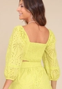 Blusa Cropped Em Laise Mangas 7/8 Recorte Busto
