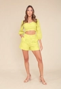Blusa Cropped Em Laise Mangas 7/8 Recorte Busto