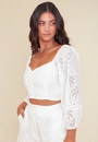 Blusa Cropped Em Laise Mangas 7/8 Recorte Busto