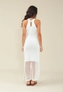Vestido Longo Em Tricô Sem Manga Com Barra Vazado