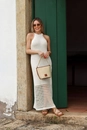 Vestido Longo Em Tricô Sem Manga Com Barra Vazado