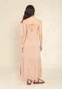 Vestido New Midi Em Viscolinho Alça Com Recorte Na Saia
