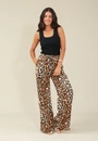 Calça Em Viscose Cordão Cós Estampa Onça